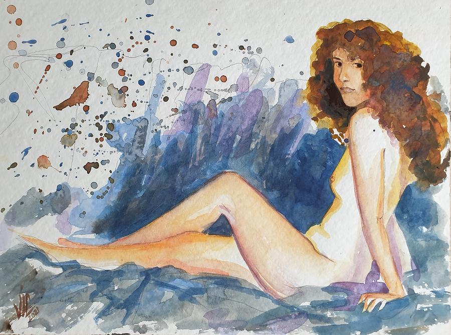 Claude Monet Painting - Beautiful Maria nude watercolour by Vali Irina Ciobanu by Vali Irina Ciobanu