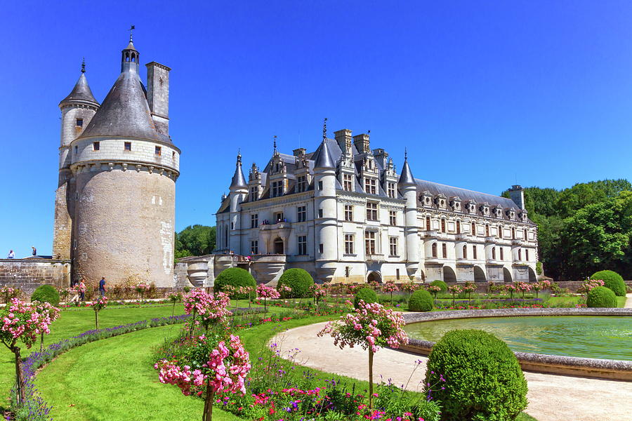 Beautiful medieval castle chateau de Chenonceau on the Loire Valley, France Photograph by Elenarts - Elena Duvernay photo