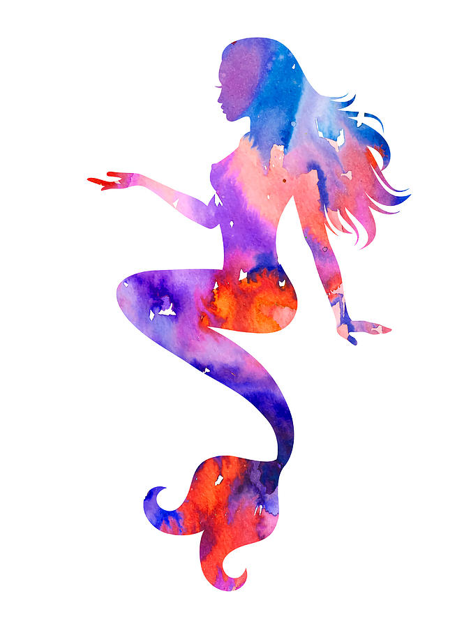 Beautiful Mermaid Poster hipster Painting by Hannah Sebastian - Pixels