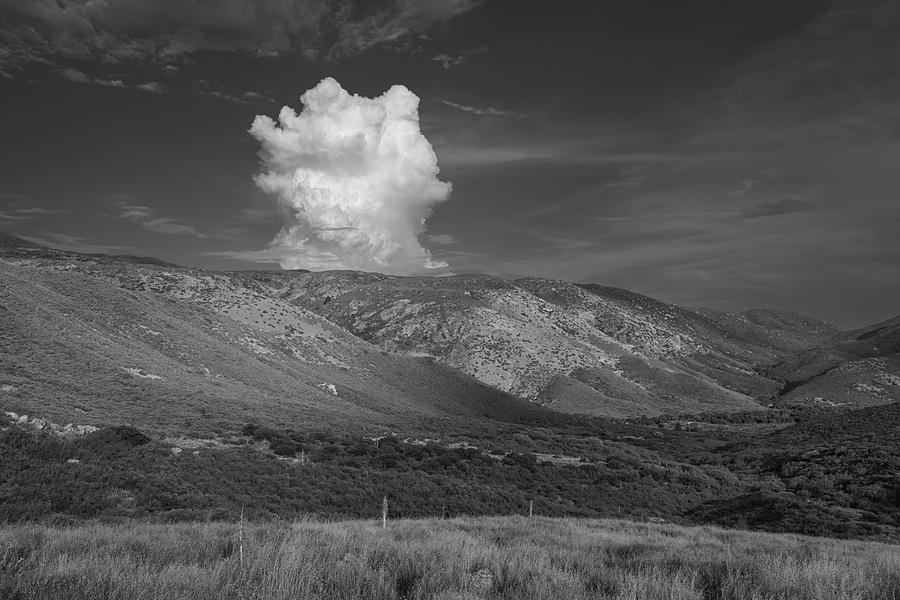 Beautiful Monsoonal Cloud Formation In San Diegos East County Black and White Photograph by TM Schultze