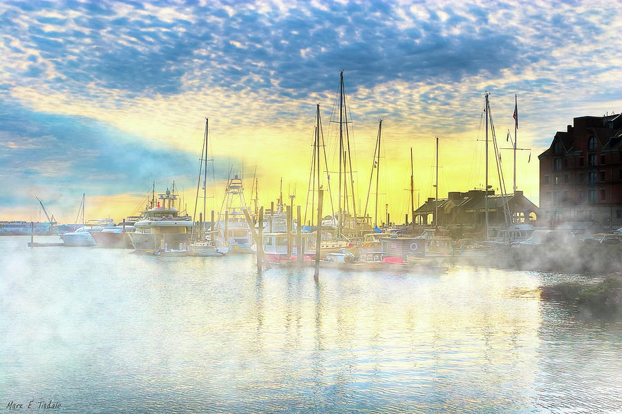 Beautiful Morning On Boston Waterfront Mixed Media by Mark E Tisdale