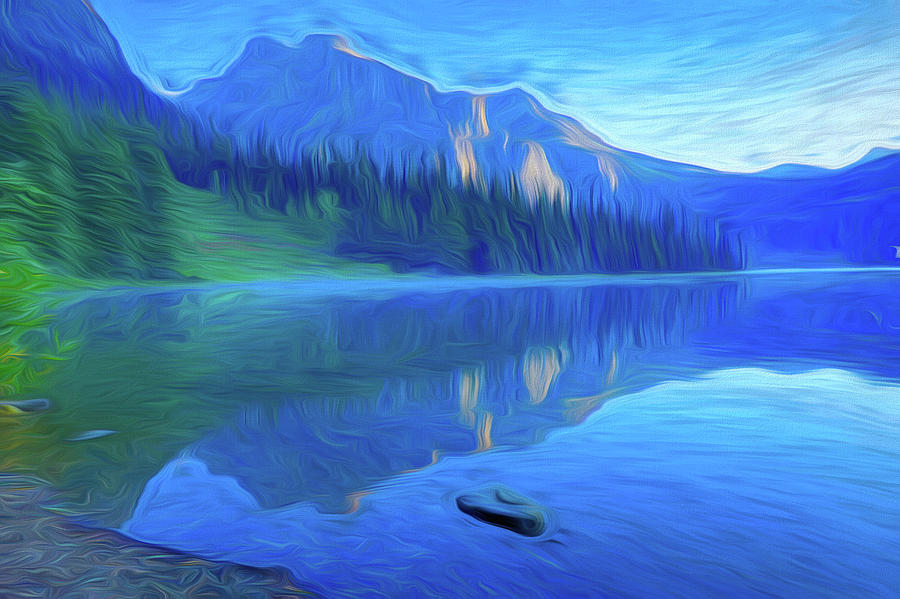 Beautiful Morning on Emerald Lake Yoho National Park British Columbia Canada Digital Painting Digital Art by Toby McGuire