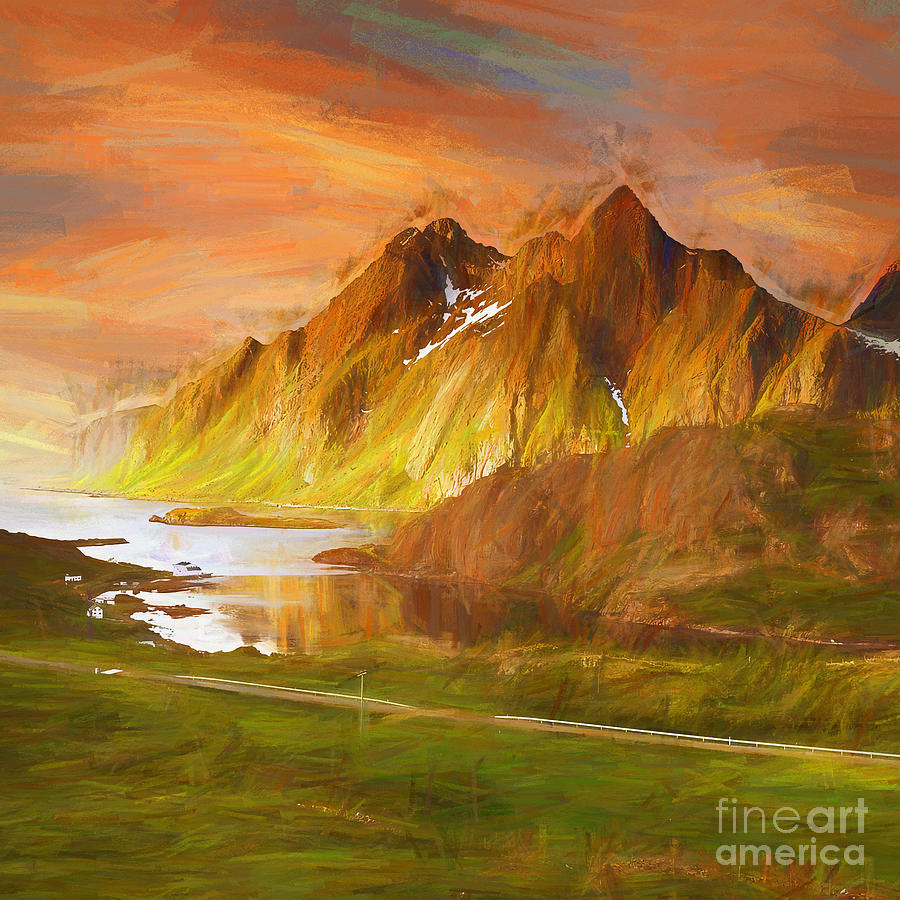 Beautiful Mountain and sunset  Painting by Gull G