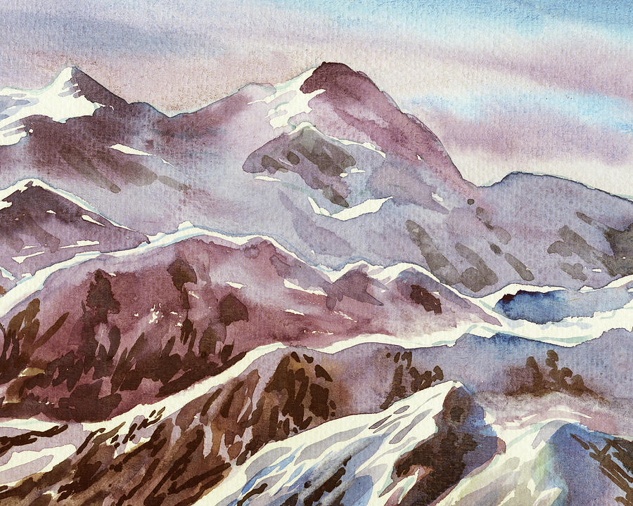 Beautiful Mountain Range Landscape Watercolor Painting  Painting by Irina Sztukowski