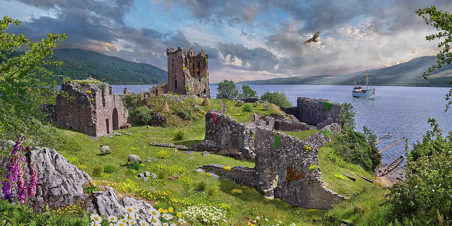 Beautiful Picturesque Urquhart Castle ruins by Loch Ness Scotland Photograph by Paul E Williams