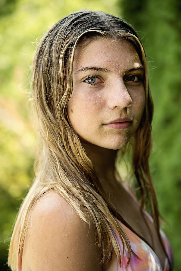 Beautiful portrait of teenage girl in summer nature. Photograph by Martinedoucet