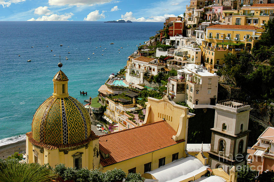 Beautiful Positano village on the Amalfi Coastline in Italy.	 Photograph by Gunther Allen