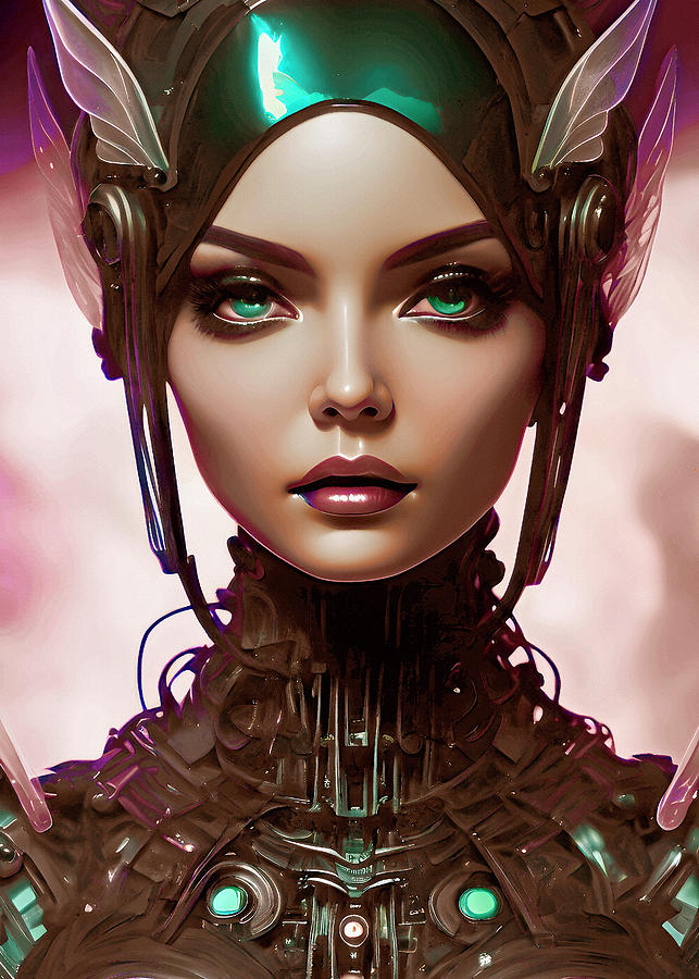 Beautiful princess of the fairy kingdom in biomechanical suit an ...