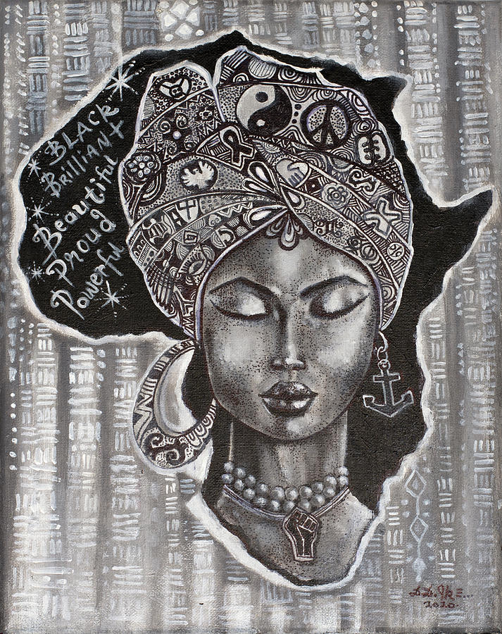 Afrocentric Painting - Beautiful, Proud and Powerful by Darlington Ike