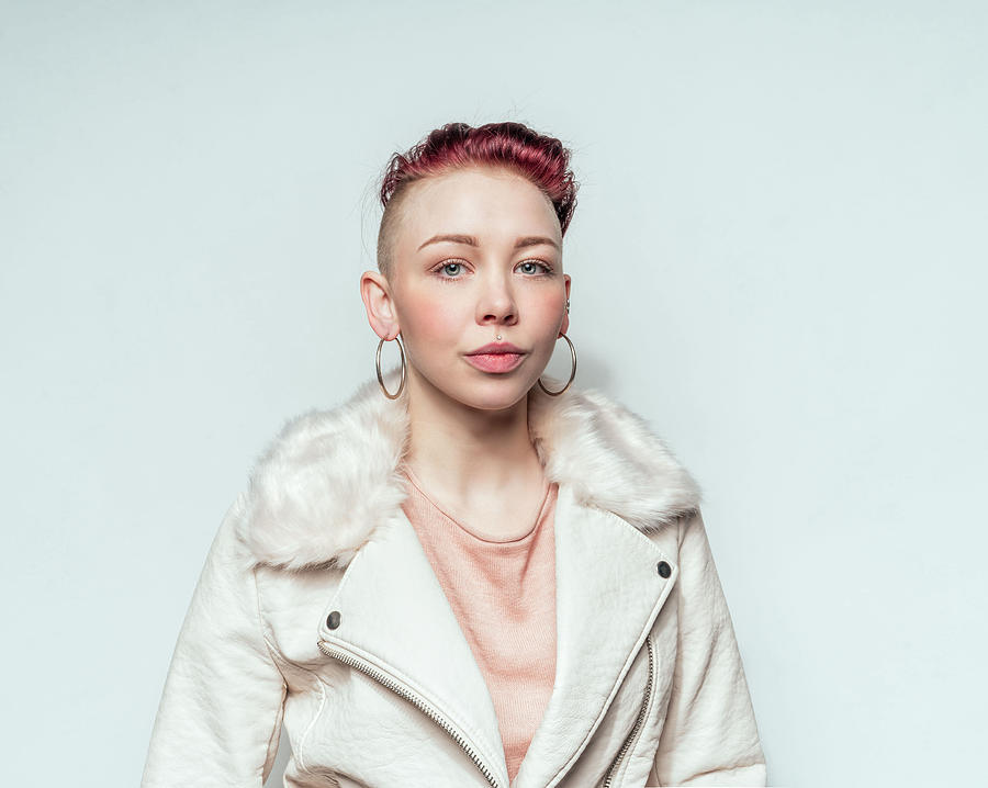 Beautiful punk woman in white leather jacket Photograph by Ian Ross Pettigrew