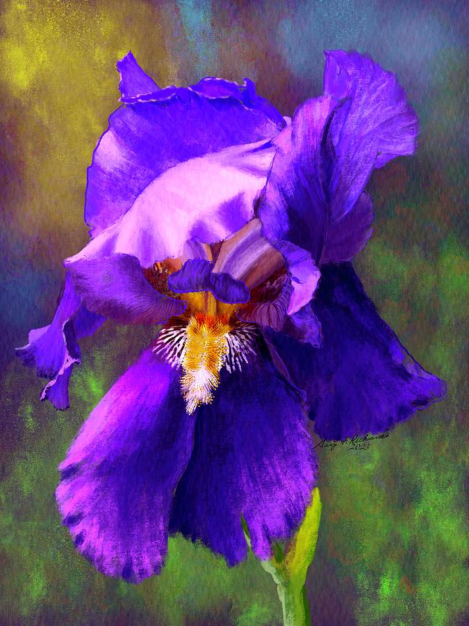 Beautiful Purple Iris Mother Earths Royals Painting by Gary F Richards ...