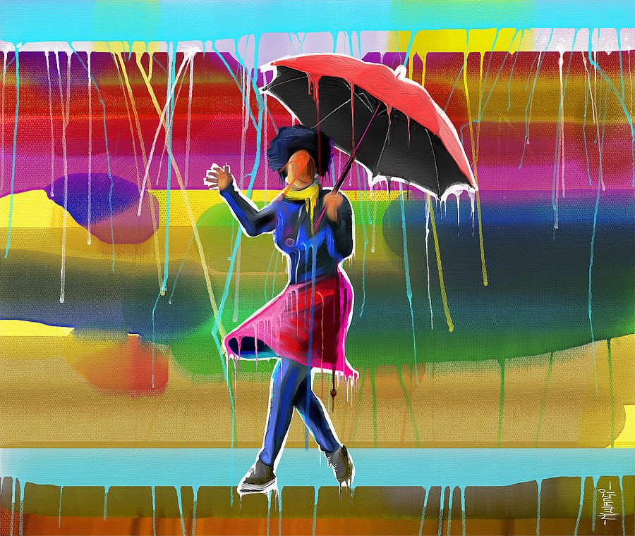 Umbrella Painting - Beautiful Rain by Anthony Mwangi