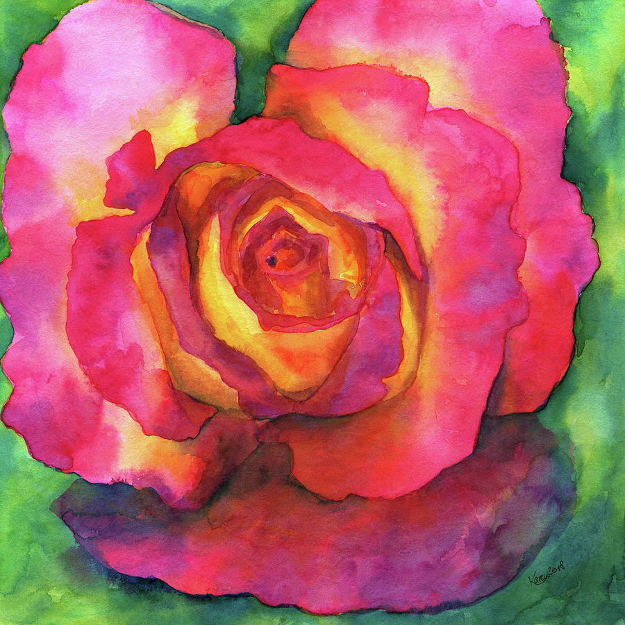 Beautiful rose watercolor painting Painting by Karen Kaspar
