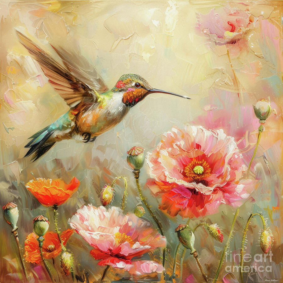 Beautiful Rufous Hummingbird Painting by Tina LeCour