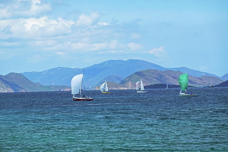 Beautiful Sailboats Islands off of Saint Thomas Caribbean Photograph by Toby McGuire