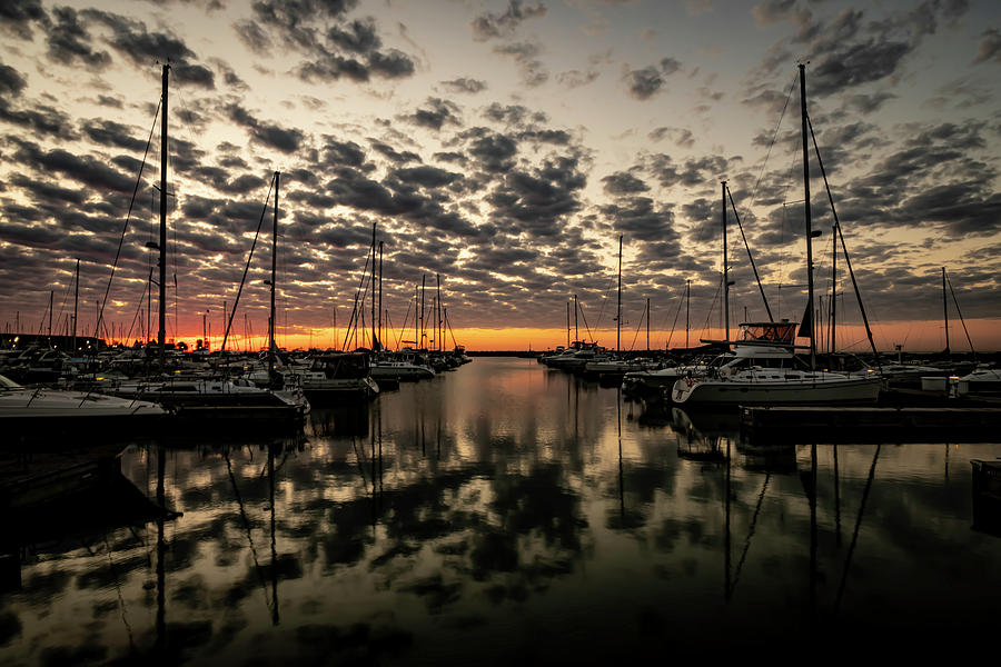 Beautiful Sky Reflected In Harbor Waters Photograph