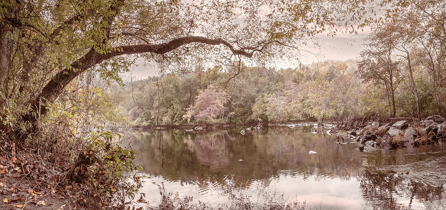 Beautiful Soft Autumn River Panorama Photograph by Debra and Dave Vanderlaan
