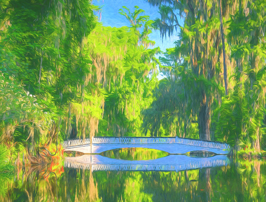 Beautiful Southern Garden Bridge Painting by Dan Sproul