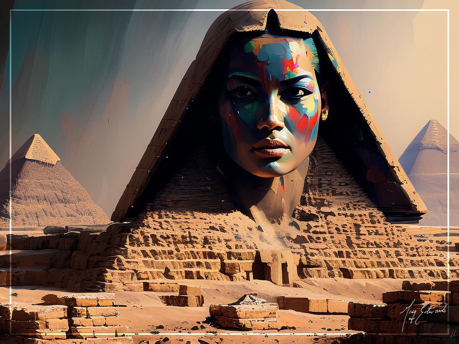 Cool Drawing - Beautiful Sphinx Oil Painting Style Print by Greg Edwards