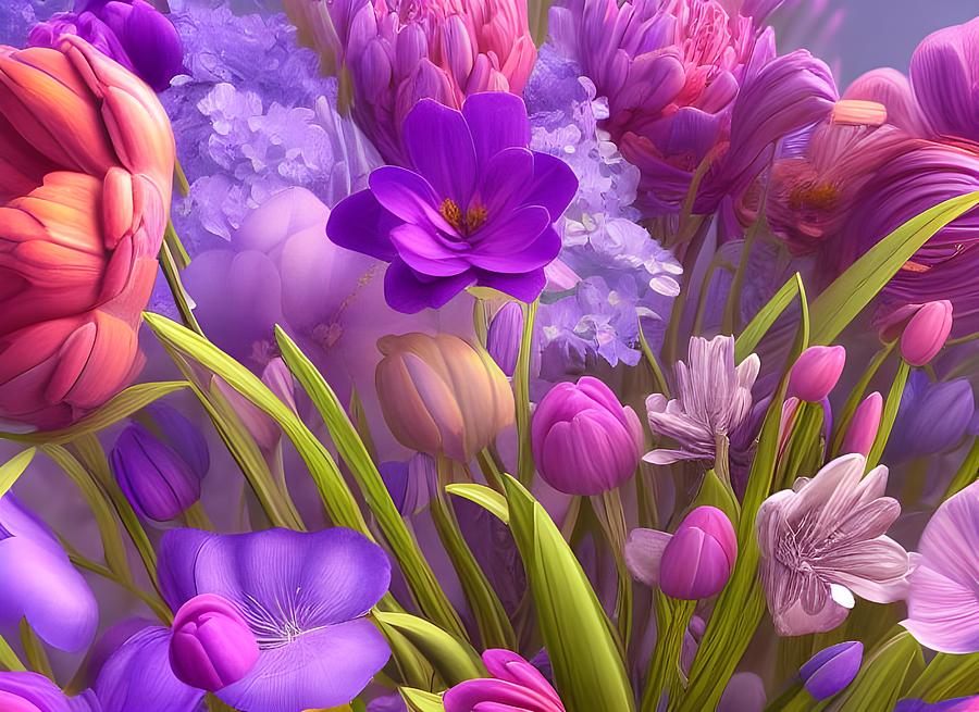 Beautiful Spring Flowers Digital Art by Beverly Read