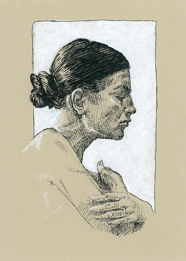 Portrait Drawing - Beautiful stranger portrait by Katarzyna Gagol Portrait Drawing - Beautiful stranger portrait by Katarzyna Gagol