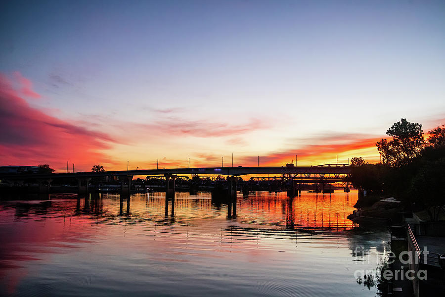 Beautiful Sunrise on the Arkansas River - Little Rock Photograph by Scott Pellegrin