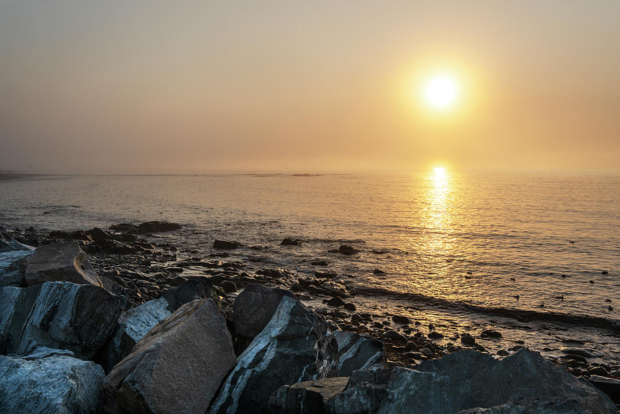 Beautiful Sunrise Over Long Sands Beach York Maine Long Beach Misty Morning Photograph by Toby McGuire