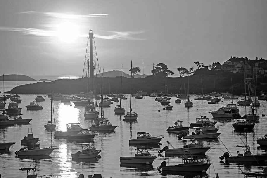 Beautiful Sunrise over Marblehead Harbor Marblehead Light Tower Black and White Photograph by Toby McGuire Beautiful Sunrise over Marblehead Harbor Marblehead Light Tower Black and White Photograph by Toby McGuire