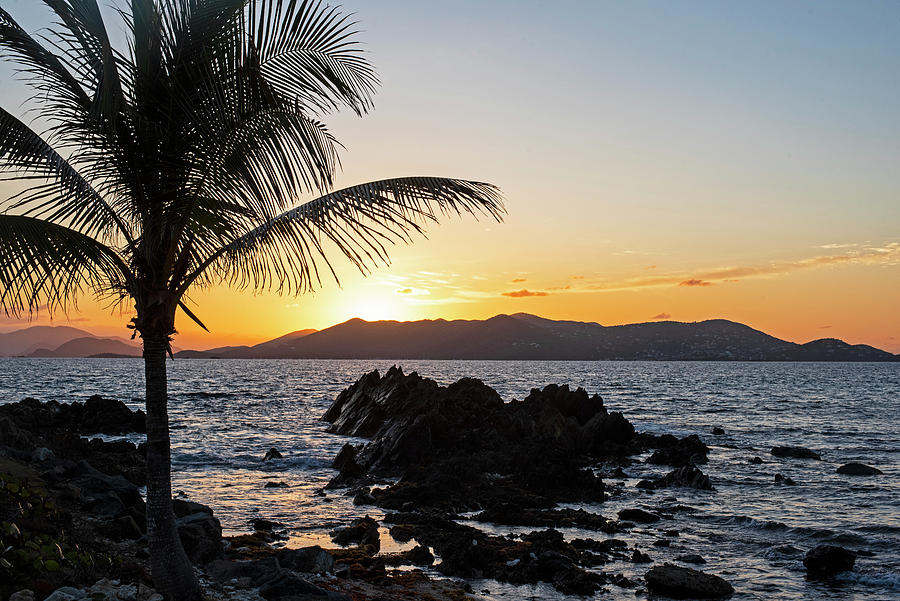 Beautiful Sunrise over Saint John from Sapphire Beach on Saint Thomas in the Caribbean Photograph by Toby McGuire