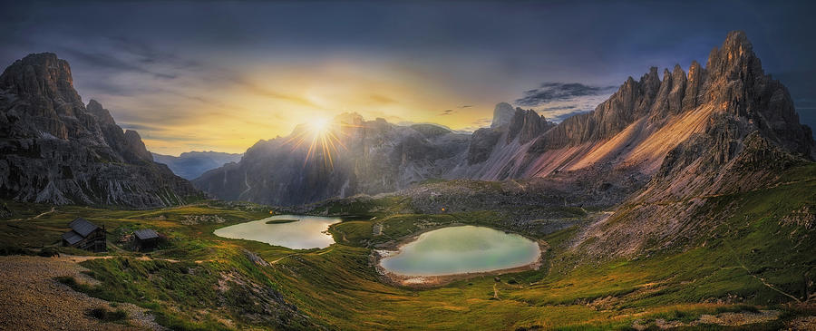 Lago dei Piani Sunrise Panorama in Dolomites Mountains Photograph by Celia Zhen