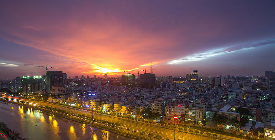 Beautiful sunset in saigon/Hochiminhcity, Viet Nam Photograph by Ho Ngoc Binh