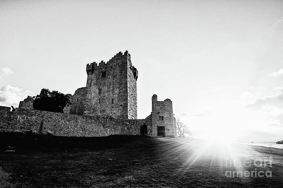 Dark Photograph - Beautiful Sunset On Ross Castle Killarney - Bw by Scott Pellegrin Dark Photograph - Beautiful Sunset On Ross Castle Killarney - Bw by Scott Pellegrin