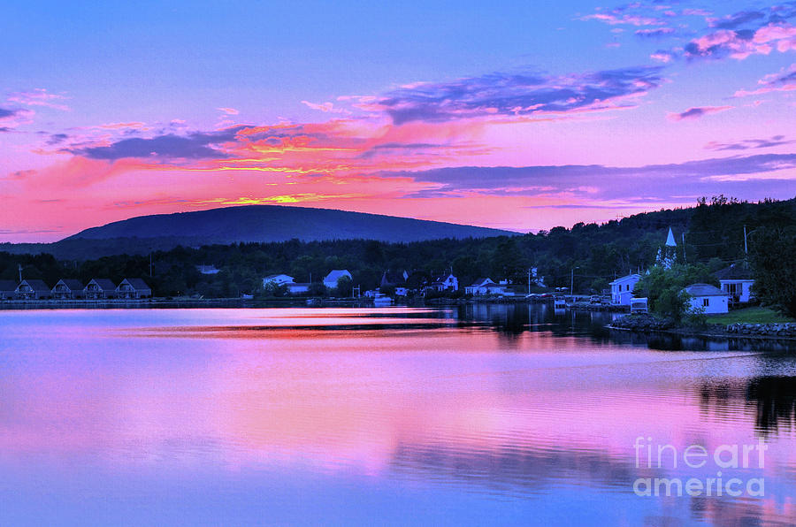 Beautiful Sunset on Whycocomagh Cape Breton Canada  Photograph by Elaine Manley