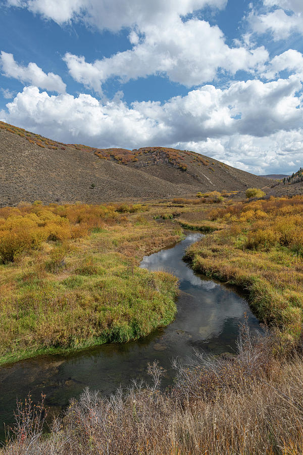 Beautiful Utah Meandering Creek With Clouds In Fall Color Photograph by TM Schultze