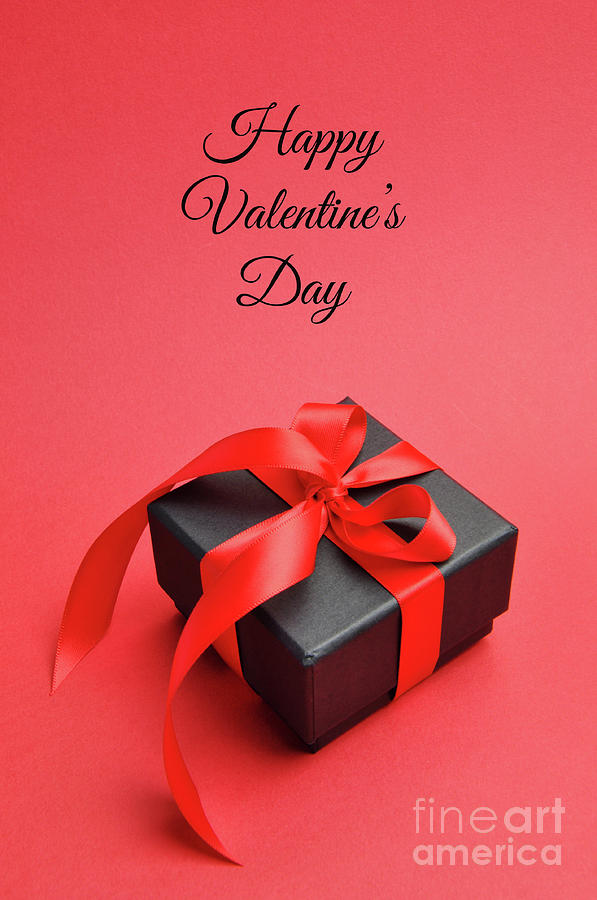 Beautiful Valentine black box gift present Photograph by Milleflore Images