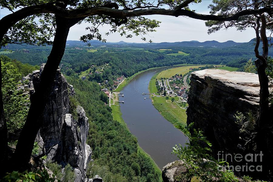 Nature Photograph - Beautiful view from the Bastei area to Kurort Rathen in Saxon Switzerland by Pis Ces