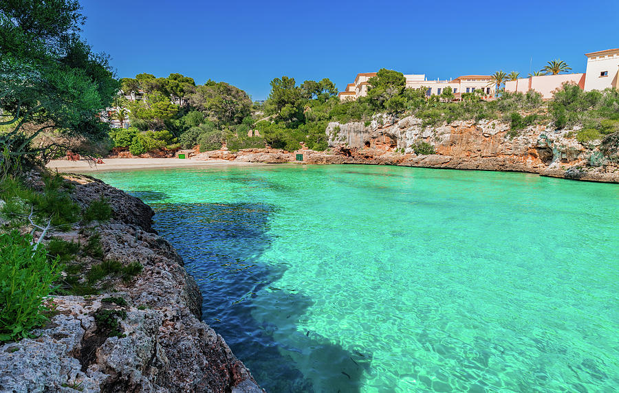 Beautiful view of beach bay Cala Ferrera on Mallorca, Spain ...