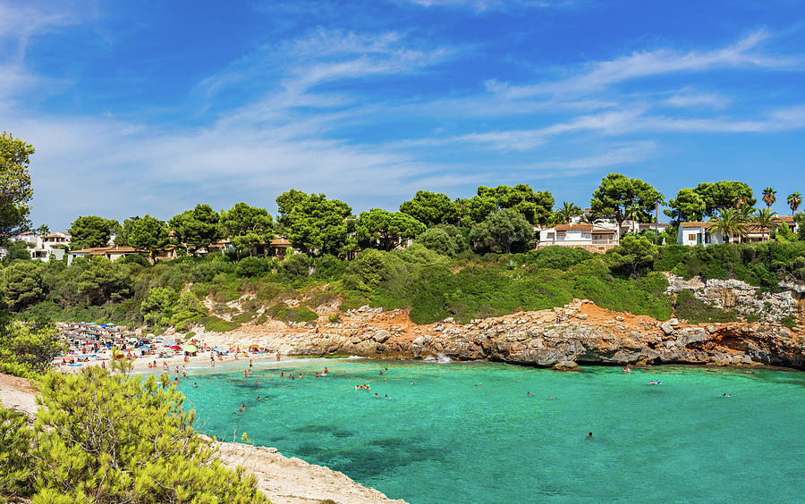 Beautiful view of Cala Anguila beach bay on Mallorca, Spain Balearic ...