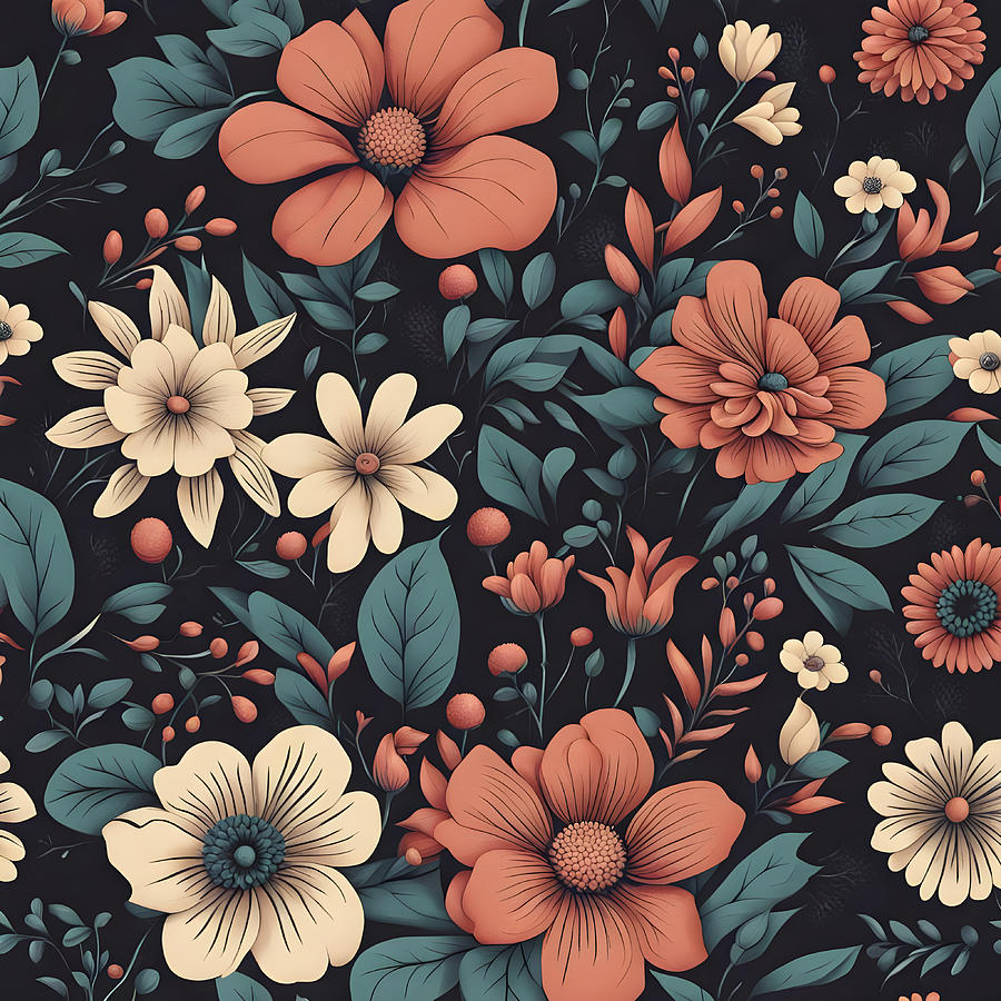 Beautiful Vintage Floral Pattern Digital Art By Mihai B Fine Art America