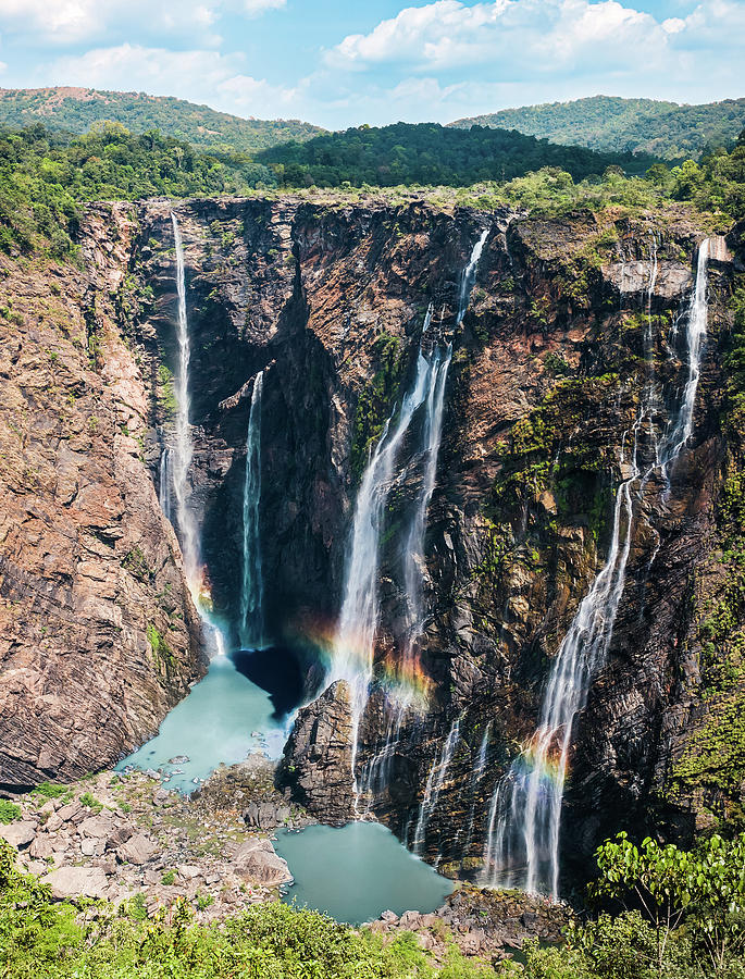 Nature Photograph - Beautiful Waterfalls in South India by Nila Newsom