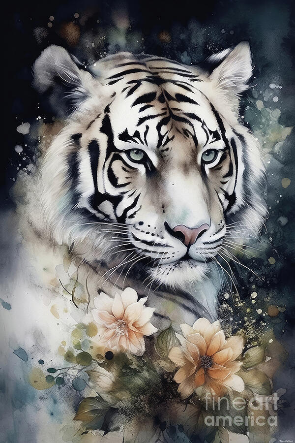 Beautiful White Tiger Painting by Tina LeCour - Fine Art America