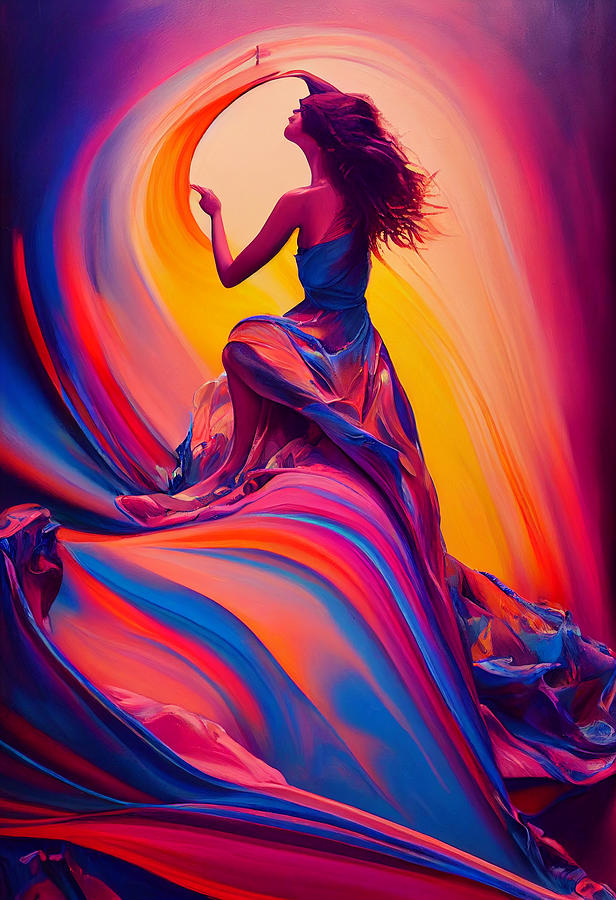 Beautiful Woman appearing from colorful liquid by Asar Studios Painting ...