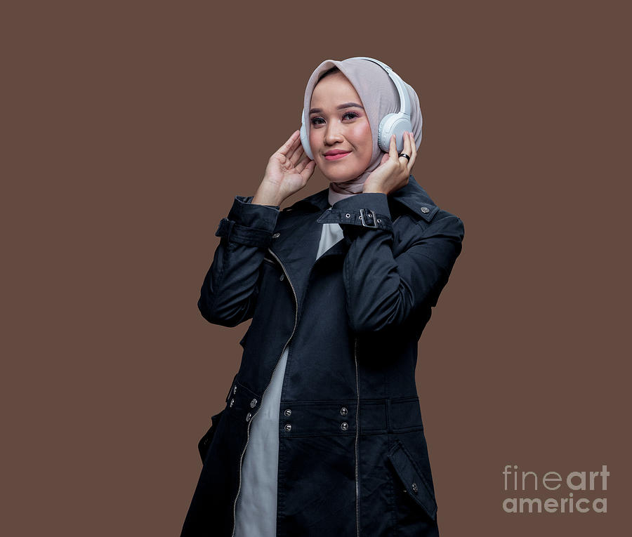 Muslim Woman Wearing Headphones Photograph By Deny Suhendra Fine Art