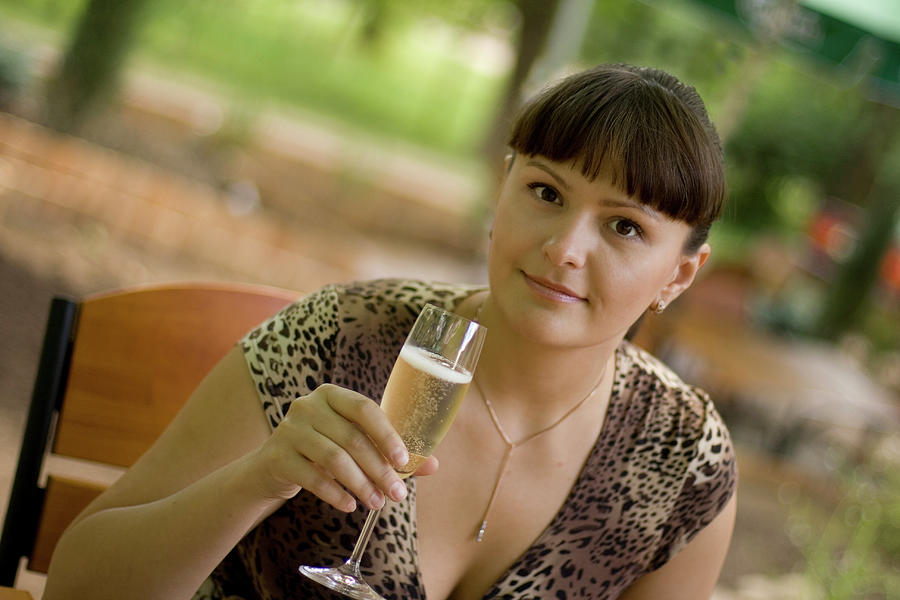 Beautiful Woman With Champagne Glass Photograph by Liss Art Studio