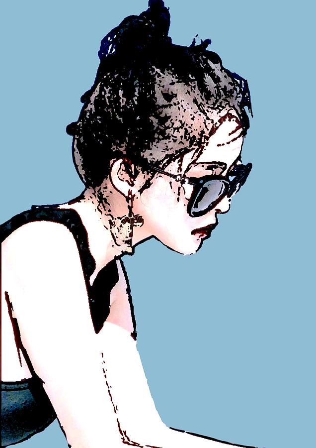 Girl Digital Art - Beautiful woman with sunglasses by Pinky Pinky