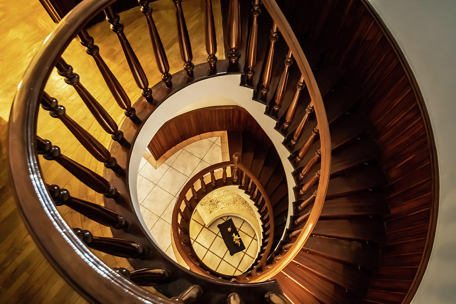 Beautiful wooden stairs in Portuguese Hotel Photograph by Sven Brogren
