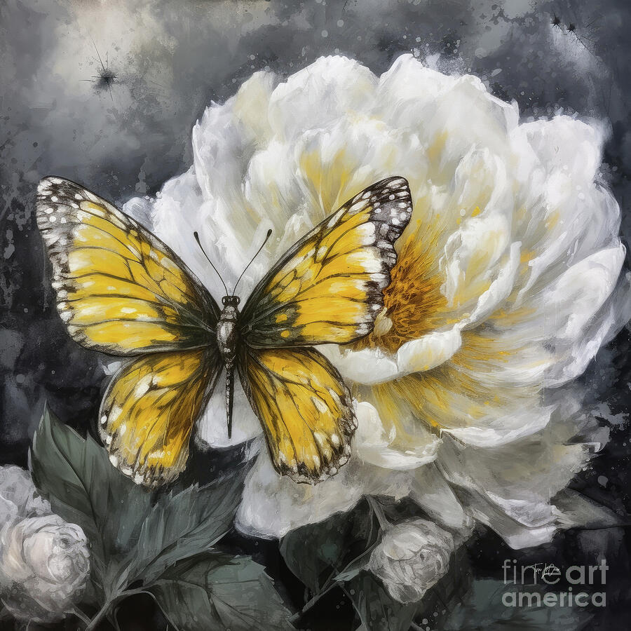 Beautiful Yellow Butterfly Painting by Tina LeCour