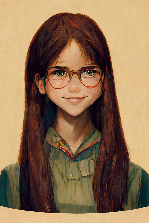 Beautiful  Young  Girl  With  Long  Brown  Hair  And  Brown  Eye  39853584  Af93  49f4  A1ba  Fd1090 Painting by MotionAge Designs