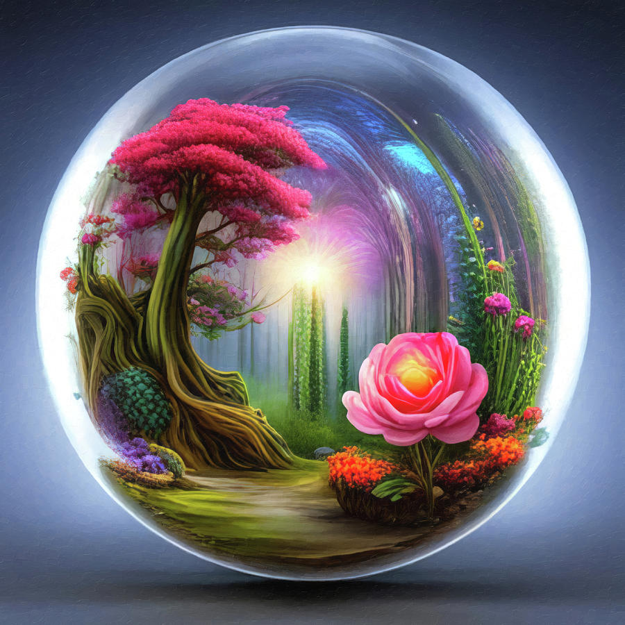 Fantasy World In A Globe Digital Art