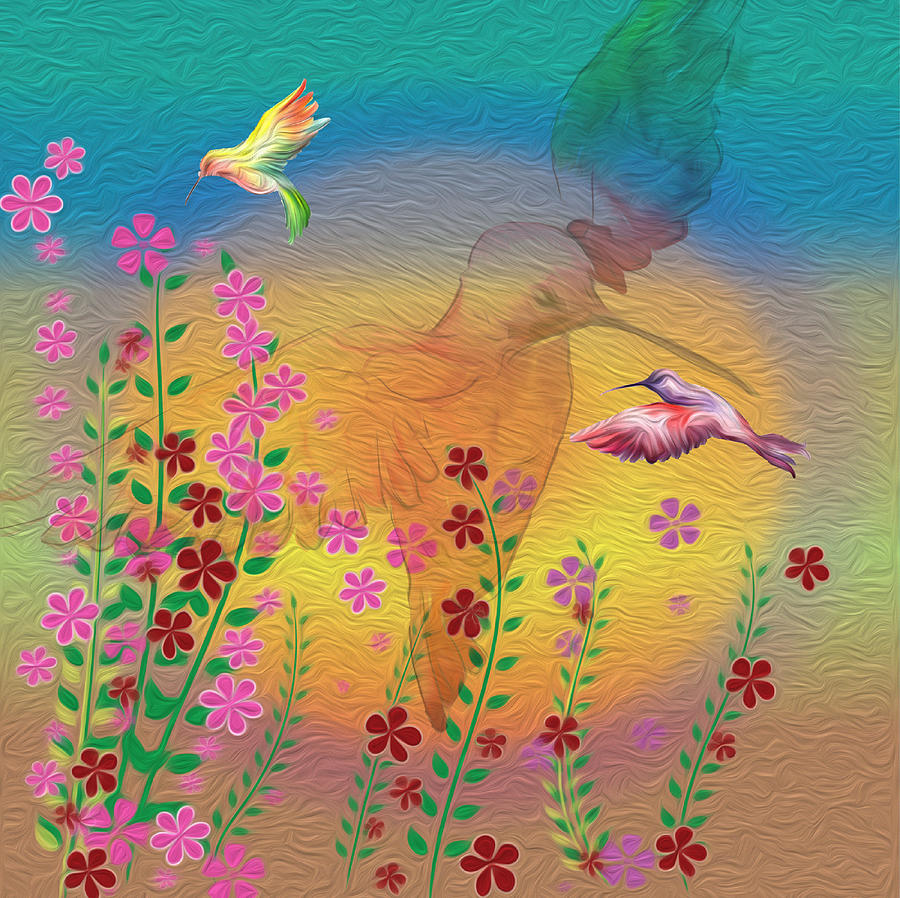 Beauty In Flight - Hummingbirds Digital Art by Mary Poliquin - Policain Creations